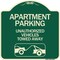 Signmission Apartment Parking Unauthorized Vehicles Towed Away Heavy-Gauge Alum Sign, 18" x 18", G-1818-24340 A-DES-G-1818-24340 - alternate 1